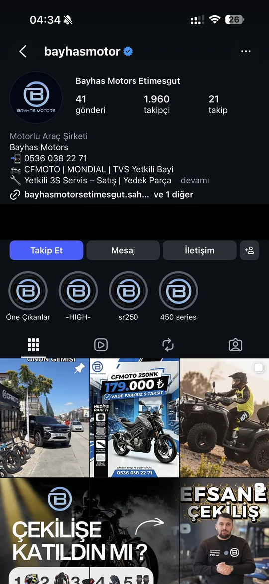 Bayhas Motors Instagram hesabı