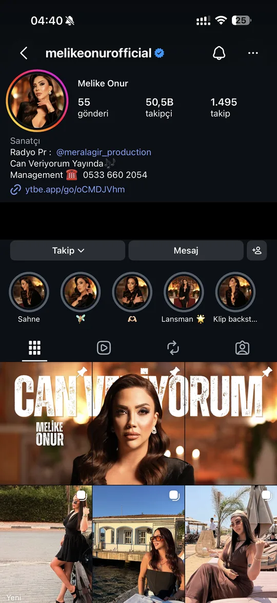 Melike Onur Instagram hesabı