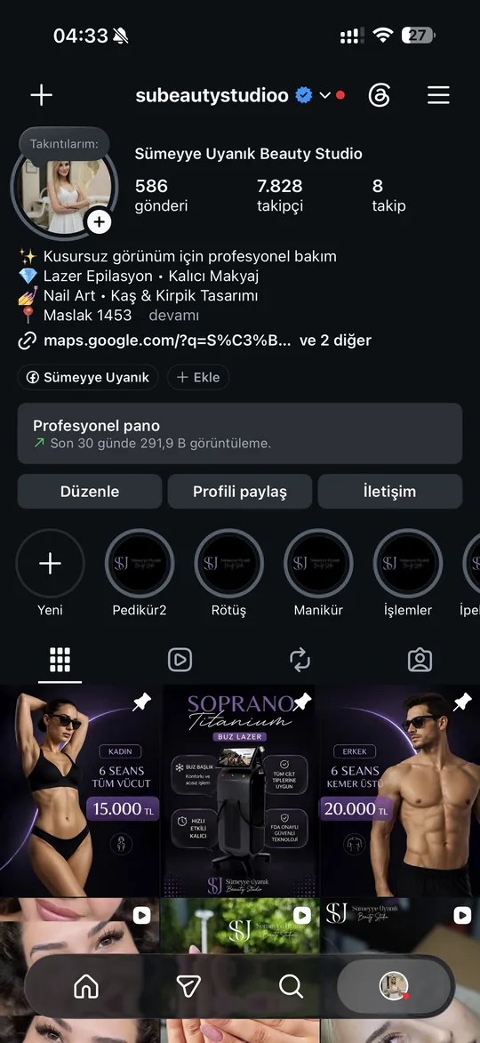Sümeyye Uyanık Beauty Studio Instagram hesabı